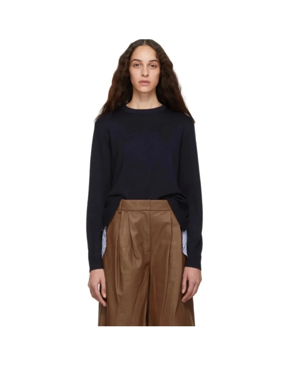 Tibi Merino Wool Zip Back Shirt Detail Sweater Size XS